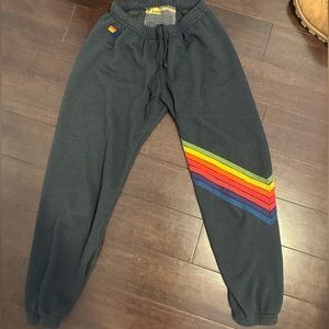 Aviator Nation rainbow striped sweatpants